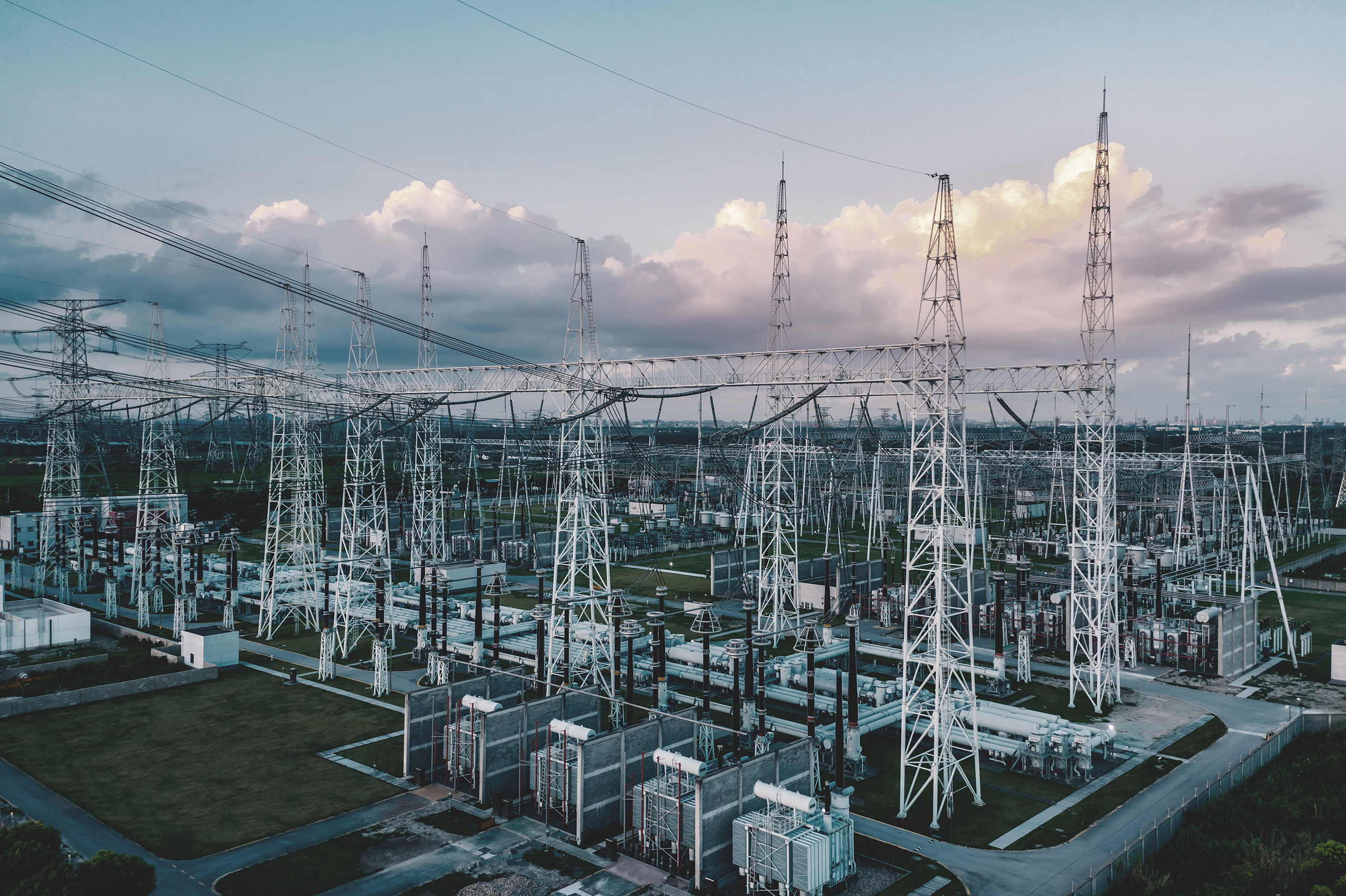 An image of a high-voltage power station